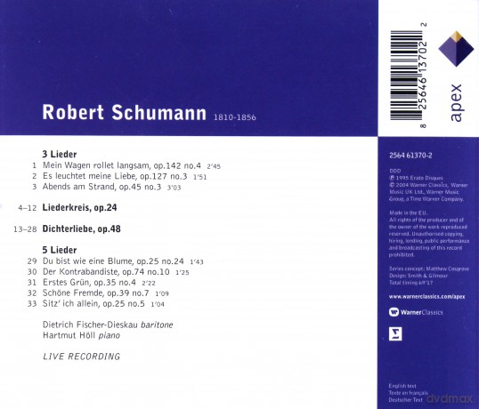 Dietrich Fischer-Dieskau/Hartmut Holl: Robert Schumann: Liederkreis/Dichterliebe [CD]