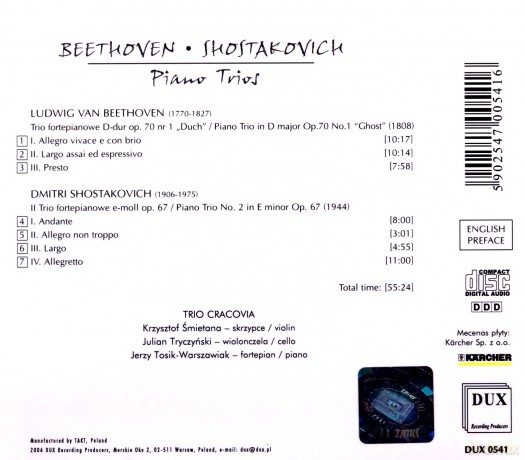 Trio Cracovia Krzysztof Emietana: Beethoven - Shostakovich - Piano Trios [CD]