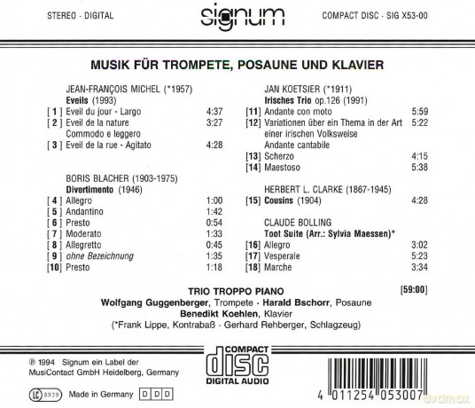 Trio Troppo Piano: Musik F.Tromp./Pos./Pian [CD]