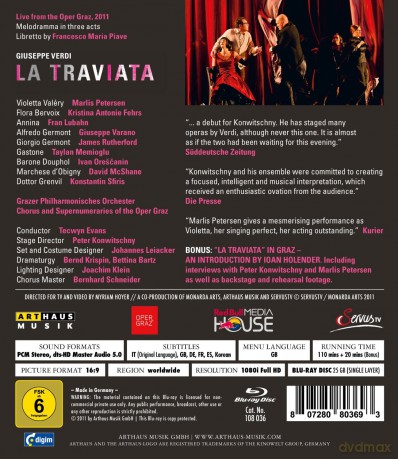 Verdi Giuseppe & Petersen & Varano & Rutherford & Evans Tecwyn: La Traviata [Blu-Ray]