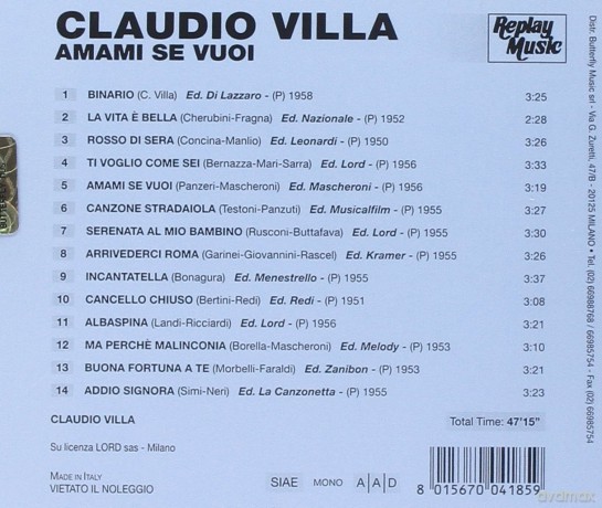 Villa Claudio: Amami Se Vuoi [CD]
