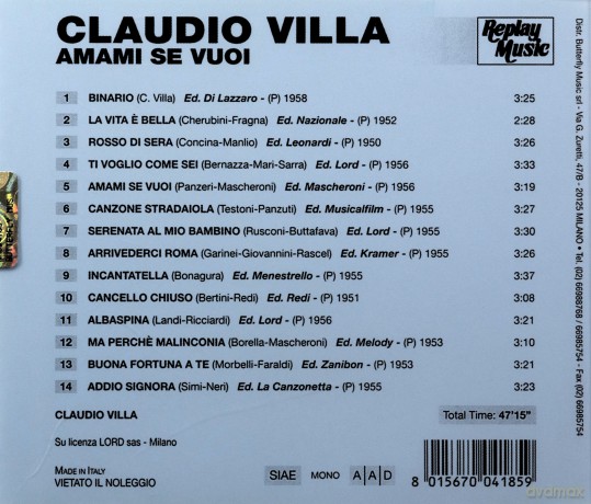 Villa Claudio: Amami Se Vuoi [CD]