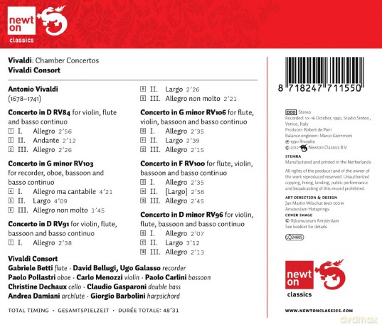 Vivaldi Consort: Vivaldi - Chamber Concertos [CD]