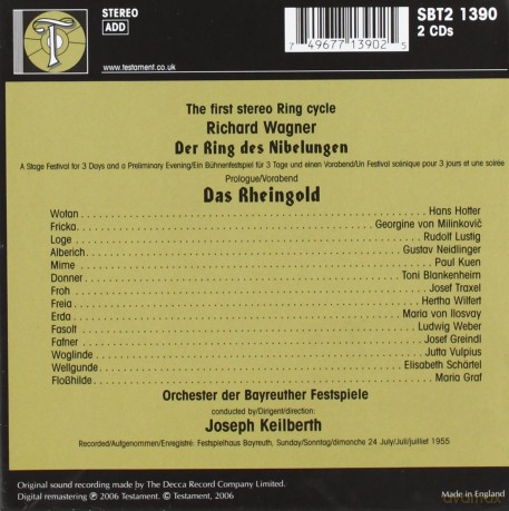 Wagner Richard: Das Rheingold - Live At Bayreuth Festival 1955 [2CD]