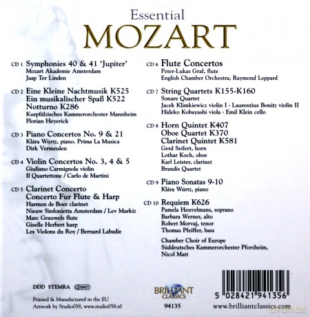 Wolfgang Amadeus Mozart: Essential [10CD]