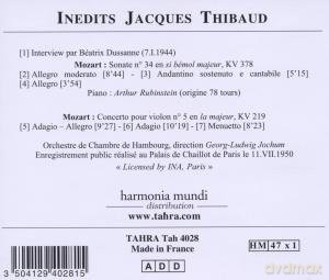 Wolfgang Amadeus Mozart: Inedits Jacques Thibaud [CD]
