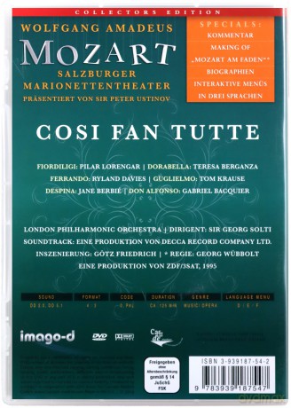 Wolfgang Amadeus Mozart: Cosi Fan Tutte - Salzburger Marionettentheater [DVD]