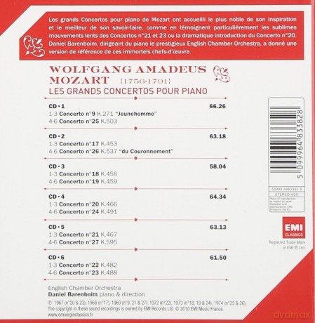 Wolfgang Amadeus Mozart & Barenboim Daniel & English Chamber Orchestra: Les Grands Concertos Pour Piano [6CD]