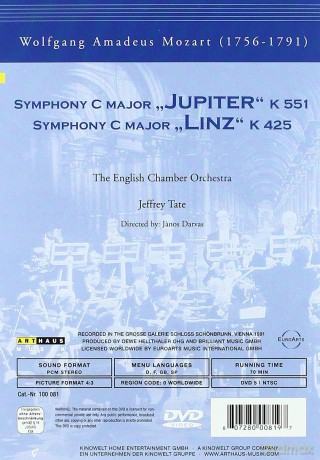 Wolfgang Amadeus Mozart & English Chamber Orchestra & Jeffrey Tate: Symphony C Major Jupiter - Symphony C Major Linz [DVD]