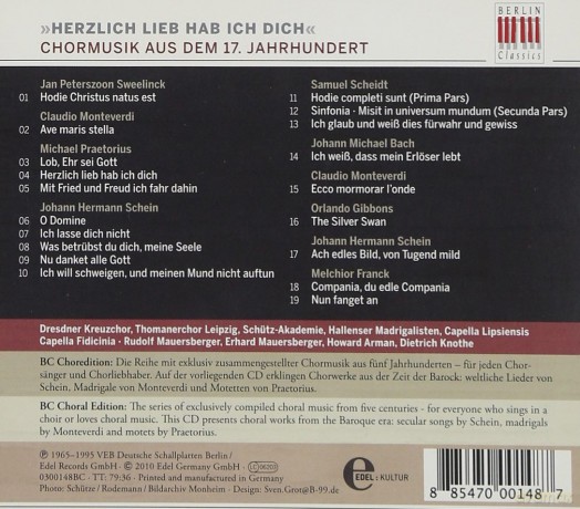 Herzlich Lieb Hab Ich Dich - Chormusik Aus Dem 17 Jahrhundert [CD]