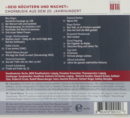 Seid Nuchtern Und Wachet - Chormusik Aus Dem 20 Jahrhundert [CD]