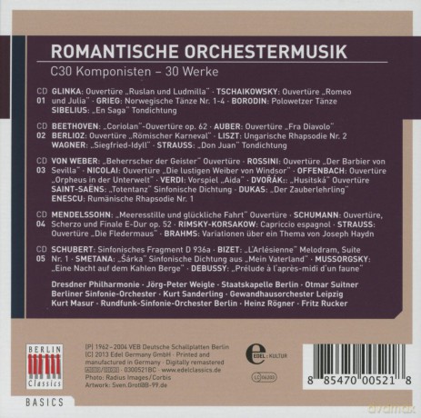 Romantische Orchestermusik - 30 Komponisten - 30 Werke [5CD]