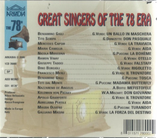Great Singers Of The 78 Era - Great Opera Arias [CD]