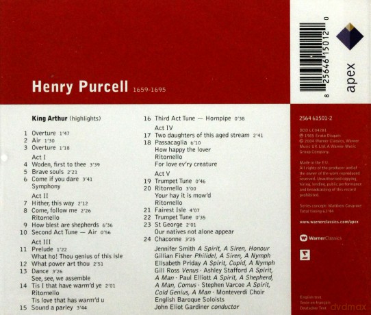 John Eliot Gardiner: Purcell: King Arthur (Highlights) [CD]