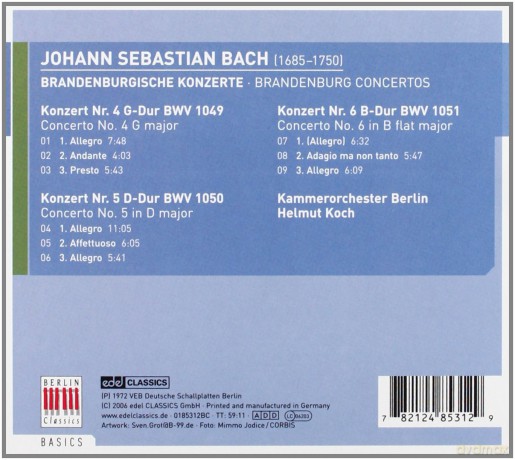 Brandenburg Konzerte Nr 4-6 [CD]