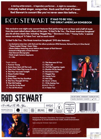 Rod Stewart: The Great American Songbook vol.1 It Had To Be You... (jewel case) [DVD]