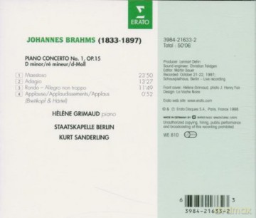 Grimaud/Sanderling/Sb: Brahms: Klavierkonzert Nr.1 [CD]