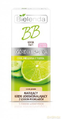 Bielenda Ogorek i Limonka BB Krem 5w1 z podkładem cera jasna 40 ml [KOSMETYKI]