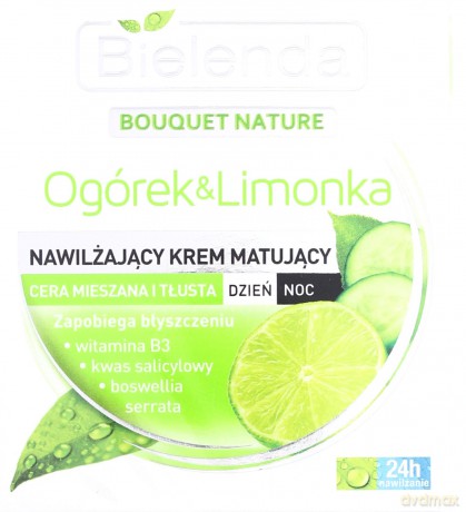 Bielenda Ogorek i limonka Krem matująco normalizujący do skóry tłustej i mieszanej na Dzień i na noc 50ml [KOSMETYKI]