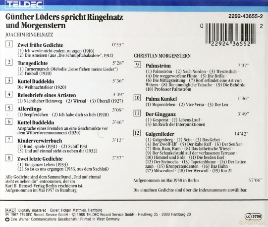 Guenther Lueders: Ringelnatz Und Morgenstern [CD]