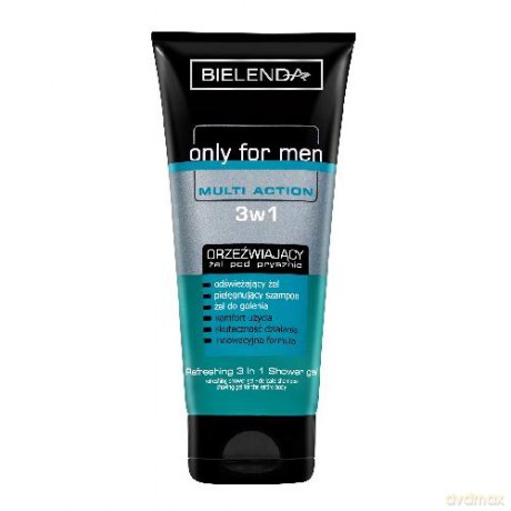 Bielenda only for men MULTI ACTION orzeźwiający żel pod prysznic 3w1 200ml [KOSMETYKI]