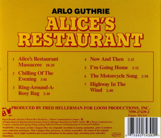 Alice's Restaurant soundtrack (Restauracja Alicji) (Arlo Guthrie) [CD]