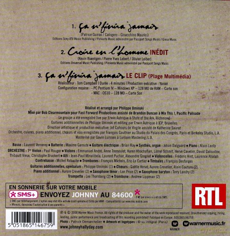 Johnny Hallyday: Ca N'finira Jamais (maxi-single) [CD]