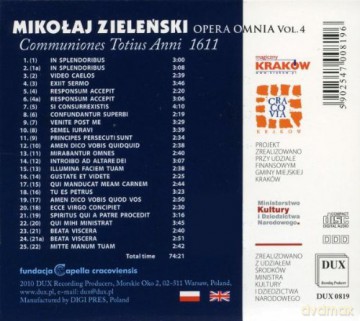 Zielenski Communiones Totius Anni 1611 [CD]