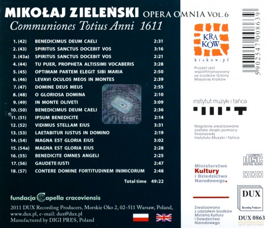 Zielenski Offertoria Totius Anni 1611 Vo [CD]