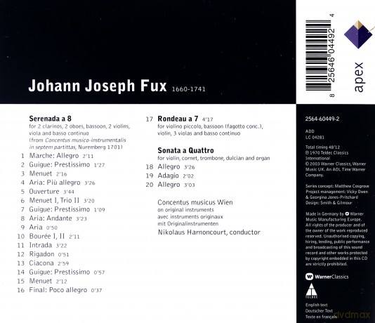 Harnoncourt/Cmw: Fux: Musik Am Habsburger Hof [CD]