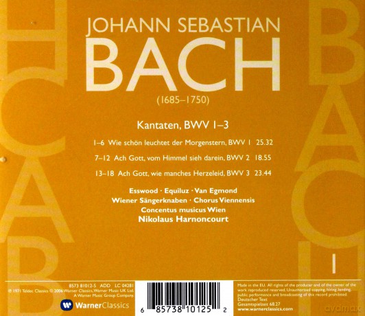 Harnoncourt/Leonhardt: Bach: Kantaten Vol.1- Bwv 1 - 3 [CD]