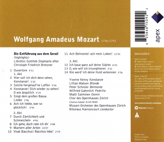 Harnoncourt/Ooz: Mozart: Entfuhrung Aus Dem Serail [CD]