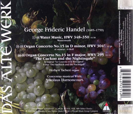 Nikolaus Harnoncourt: Händel: Water Music/Organ Concert [CD]