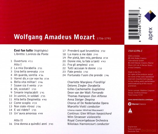 Nikolaus Harnoncourt: Mozart: Cosi Fan Tutte (Highlights) [CD]