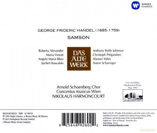 Nikolaus Harnoncourt/Cmw: Handel: Samson/Hwv57 [2CD]