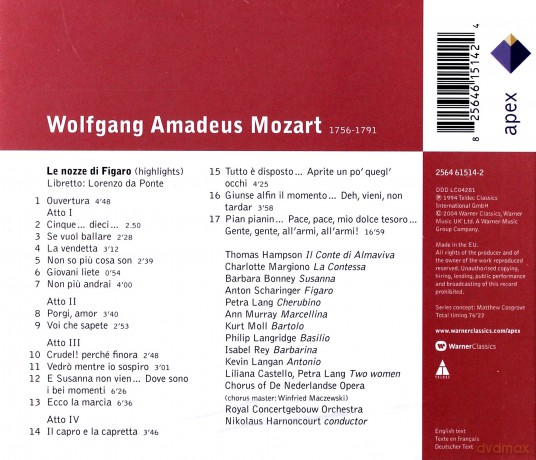 Nikolaus Harnoncourt/Rco: Mozart: Le Nozze Di Figaro [CD]
