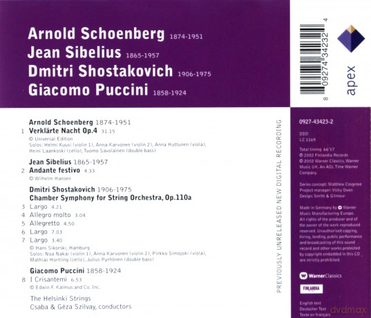 The Helsinki Strings/Szilvay: Schoenberg: Verklaerte Nacht [CD]