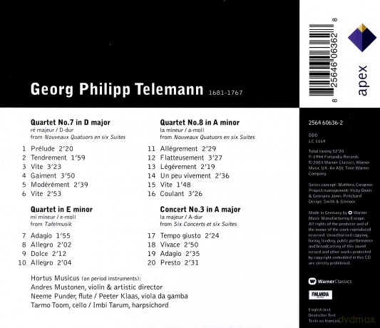 Hortus Musicus: Telemann: Quartette [CD]