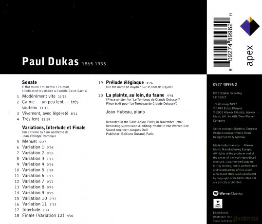 Hubeau: Duka: Piano Works [CD]
