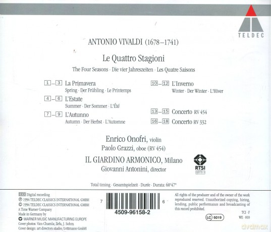 Il Giardino Armonico: Vivaldi: Le Quattro Stagioni [CD]