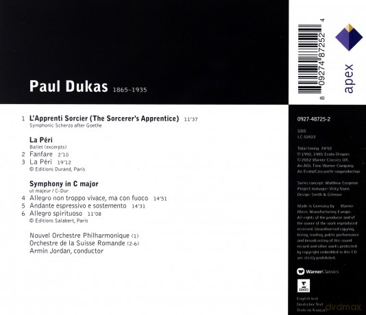 Armin Jordan/Osr: Duka: The Sorcerer's Apprentice [CD]