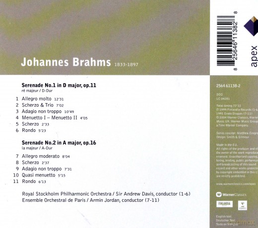 Jordan/Piquemal/Ensemble Orche: Brahms: Serenaden Nr.1+2 [CD]