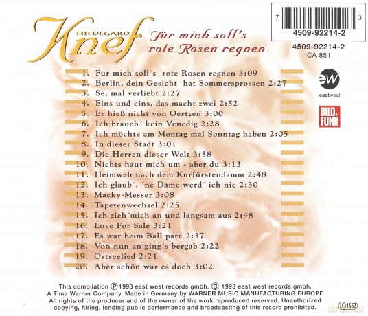 Hildegard Knef: Fuer Mich Soll's Rote Rosen Regnen [CD]