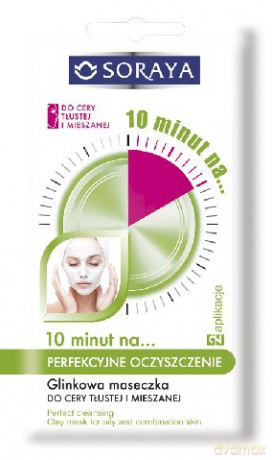Soraya 10 minut na: perfekcyjne oczyszczenie, glinkowa maseczka do cery tłustej i mieszanej 2x5 ml