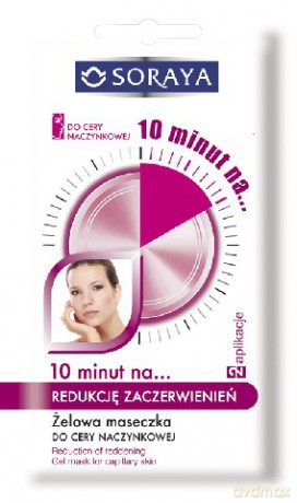 Soraya 10 minut na: redukcje zaczerwienień, żelowa maseczka do cery naczynkowej 2x5 ml