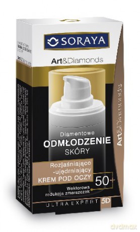 Soraya Art and Diamonds: Diamentowe odmłodzenie skóry, rozjaśniająco-ujędrniający krem pod oczy 50+,17 ml