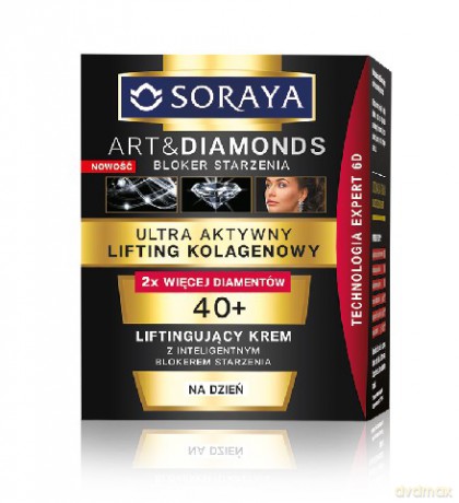 Soraya Art and Diamonds: Ultra aktywny lifting kolagenowy, liftingujacy krem na dzień 40+, 50 ml