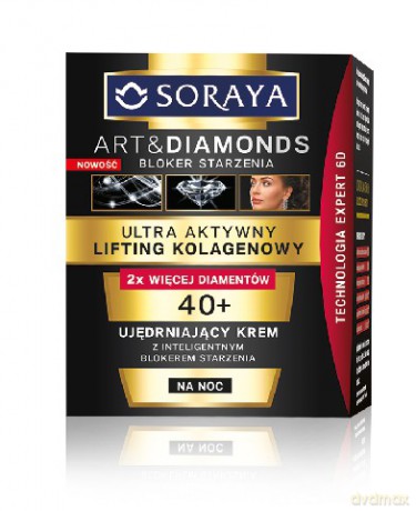 Soraya Art and Diamonds: Ultra aktywny lifting kolagenowy, ujędrniający krem na noc 40+, 50 ml