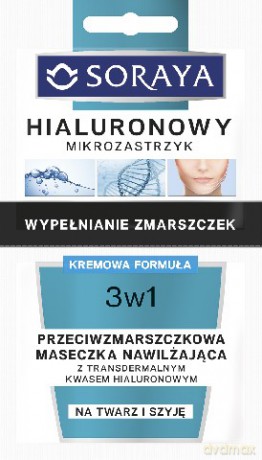 Soraya Hialuronowy Mikrozastrzyk: Maseczka przeciwzmarszczkowa 3w1, 2x5 ml