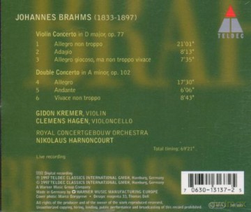 Kremer/Hagen/Harnoncourt/Rcgo: Brahms: Violinkonz.,Doppelkonz. [CD]